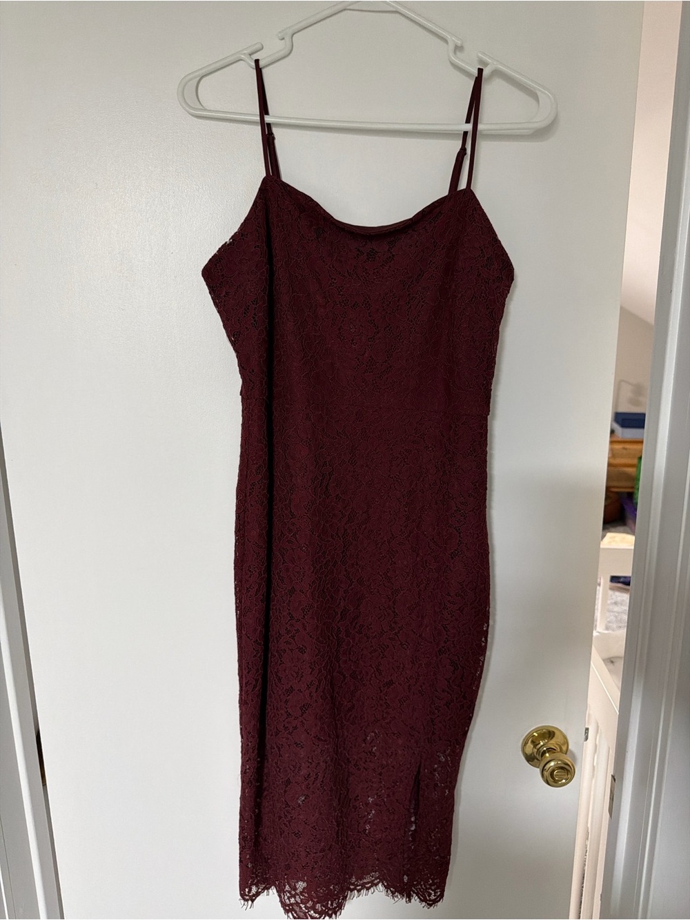 Express Burgundy Lace Midi Slip Dress